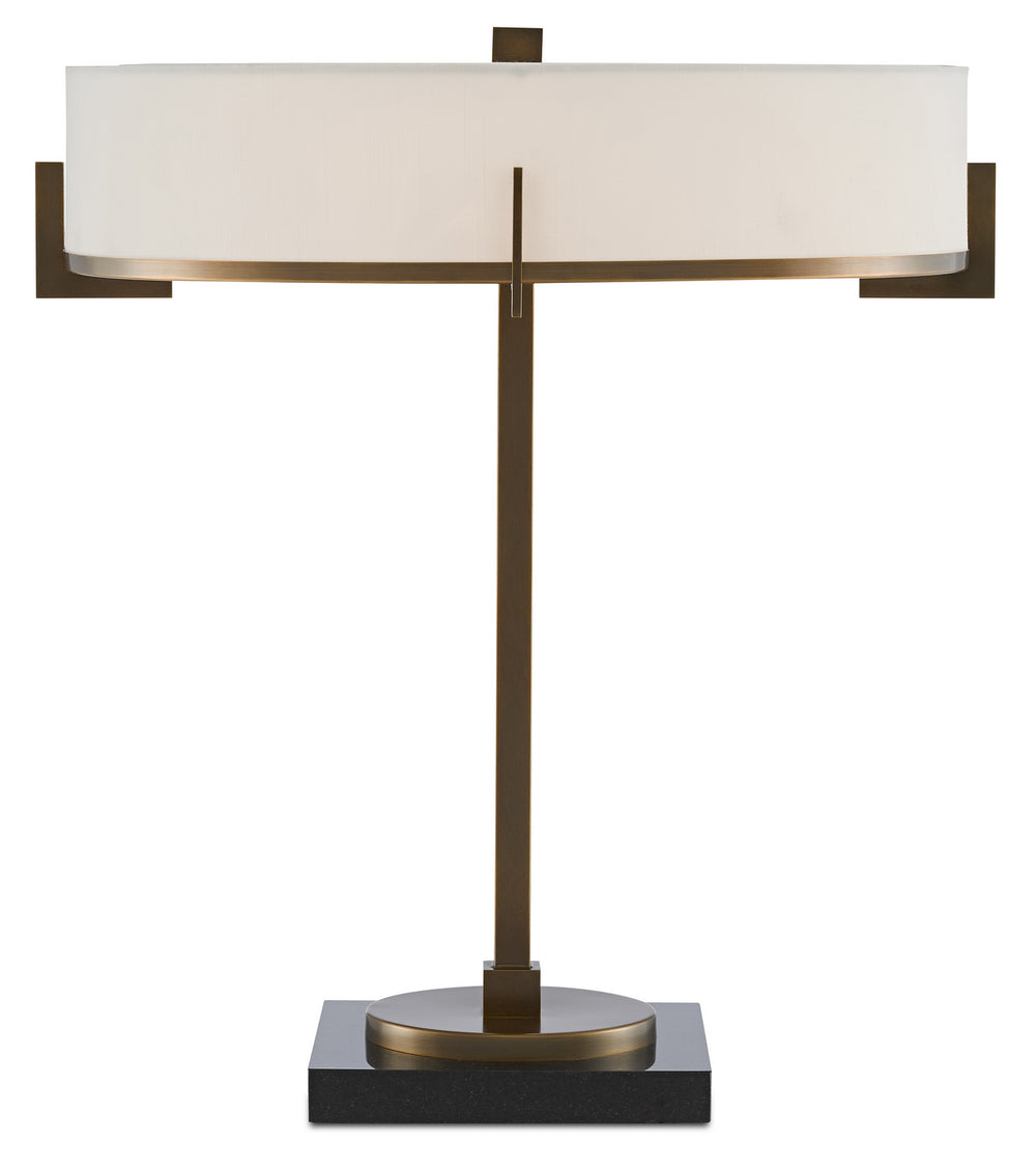 Currey and Company - Three Light Table Lamp - Jacobi - Antique Brass/Black- Union Lighting Luminaires Decor