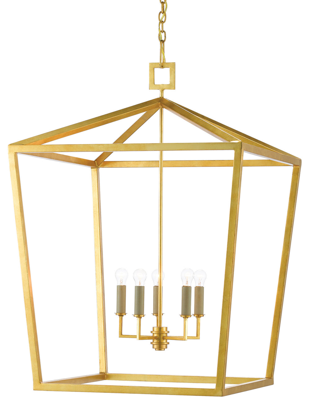 Currey and Company - Five Light Lantern - Denison Collection - Contemporary Gold Leaf- Union Lighting Luminaires Decor