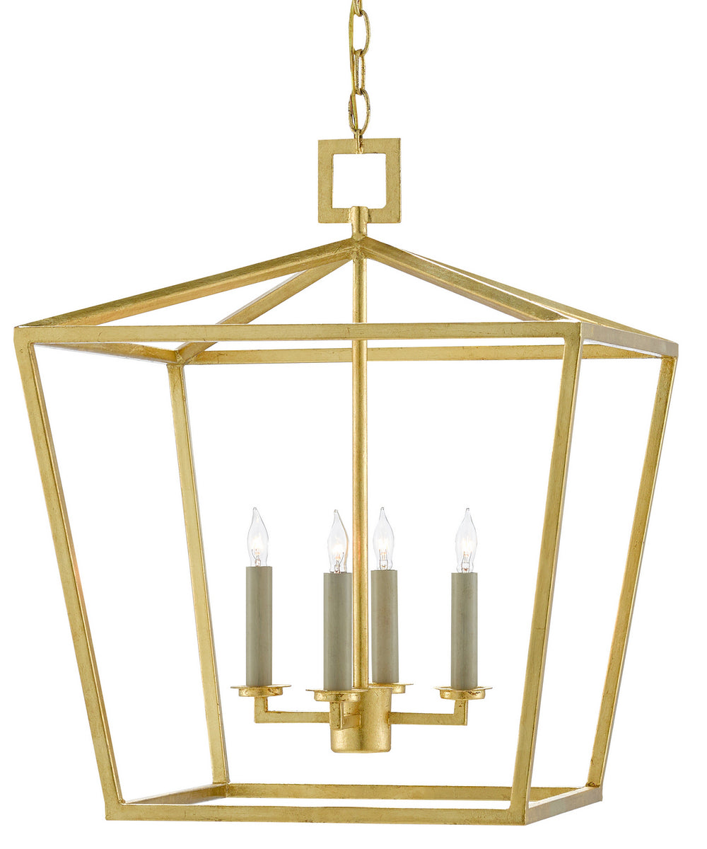 Currey and Company - Four Light Lantern - Denison Collection - Contemporary Gold Leaf- Union Lighting Luminaires Decor