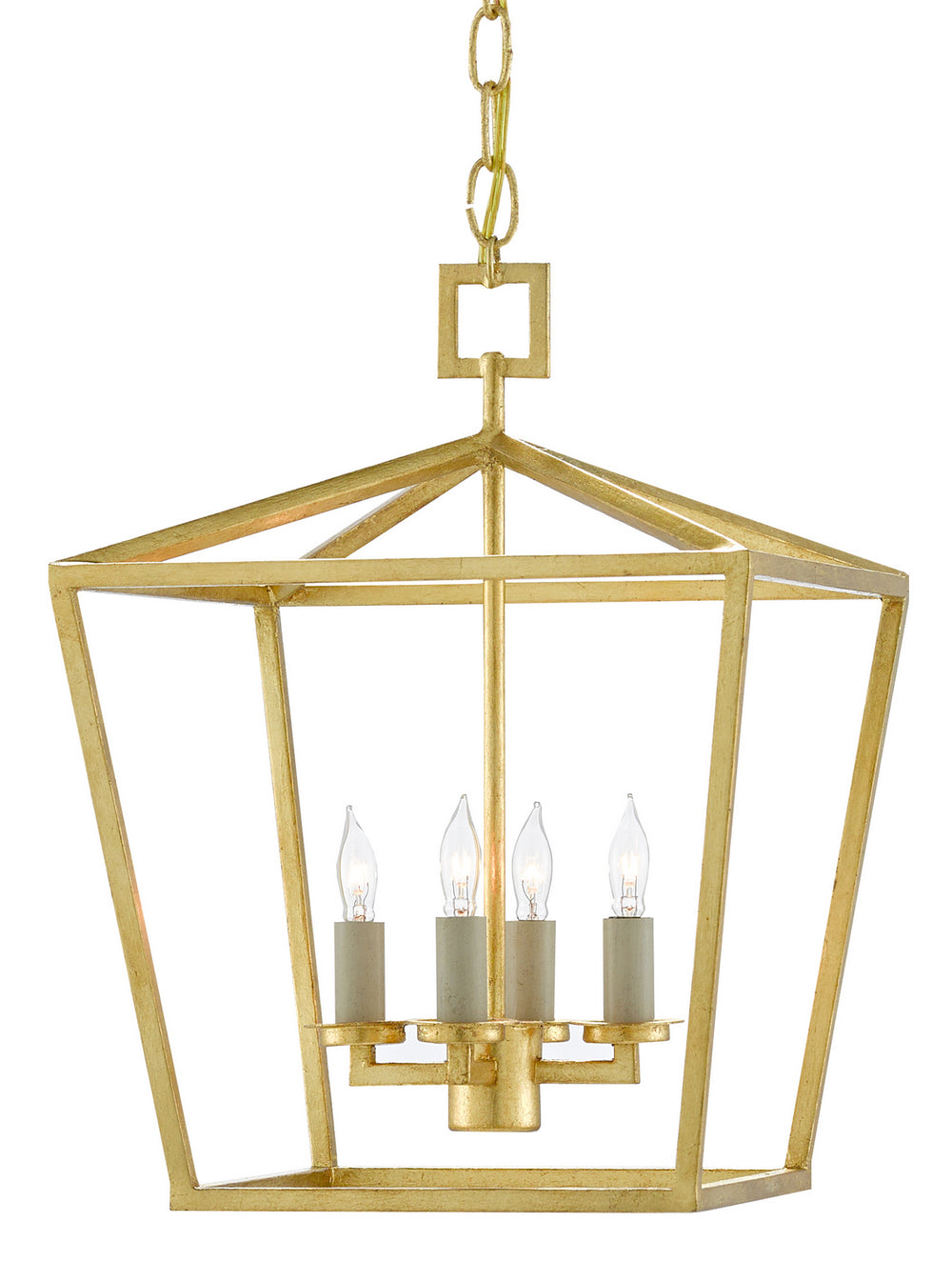 Currey and Company - Four Light Lantern - Denison Collection - Contemporary Gold Leaf- Union Lighting Luminaires Decor