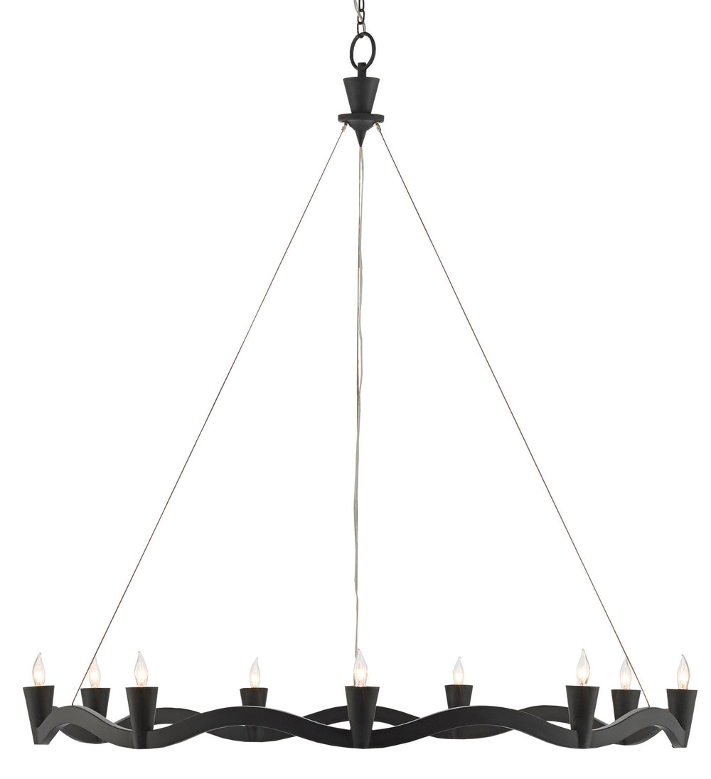 Currey and Company - Nine Light Chandelier - Serpentina Collection - Antique Black- Union Lighting Luminaires Decor