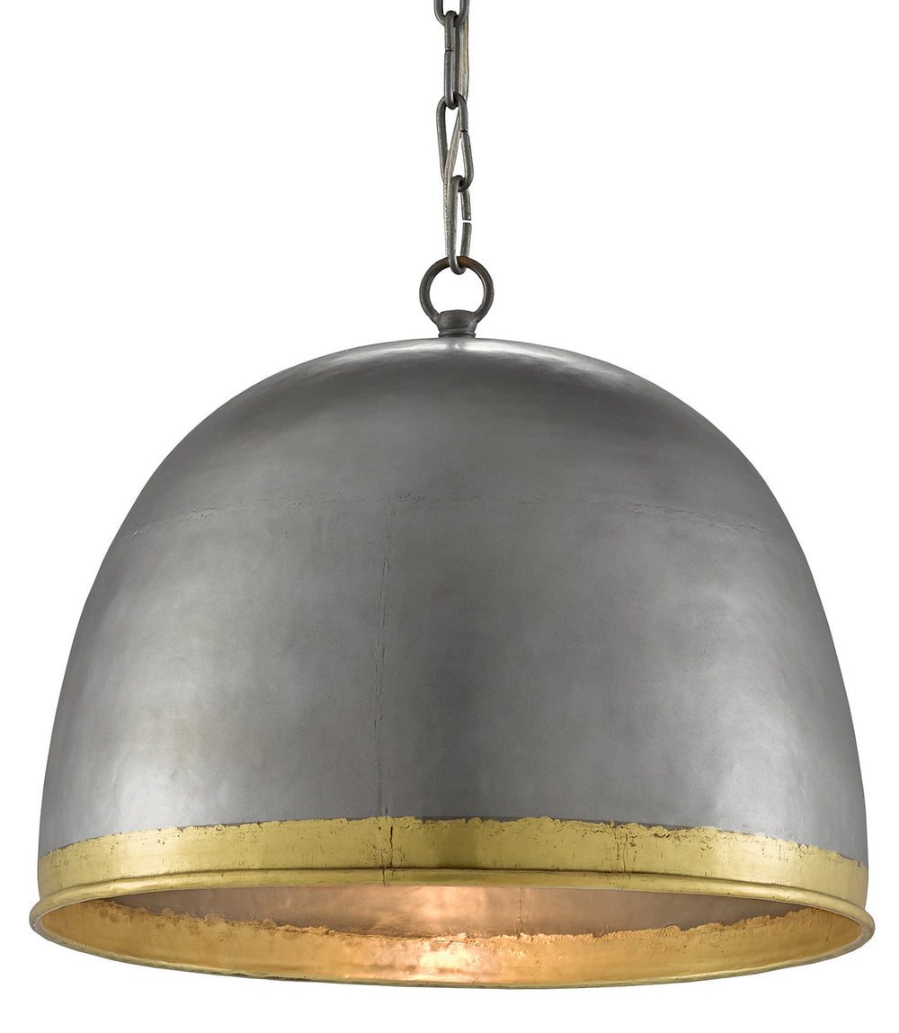 Currey and Company - One Light Pendant - Matute Pewter Pendant - Pewter/Polished Brass- Union Lighting Luminaires Decor