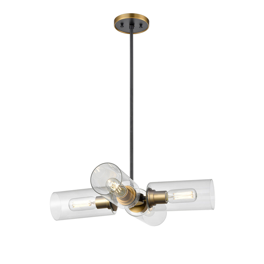 DVI Canada - Four Light Pendant - Barker - Brass And Graphite w/Clear Glass- Union Lighting Luminaires Decor
