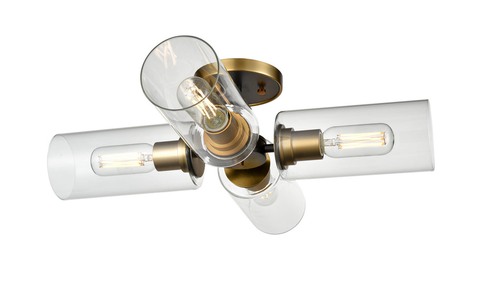 DVI Canada - Four Light Semi-Flush Mount - Barker - Brass And Graphite w/Clear Glass- Union Lighting Luminaires Decor