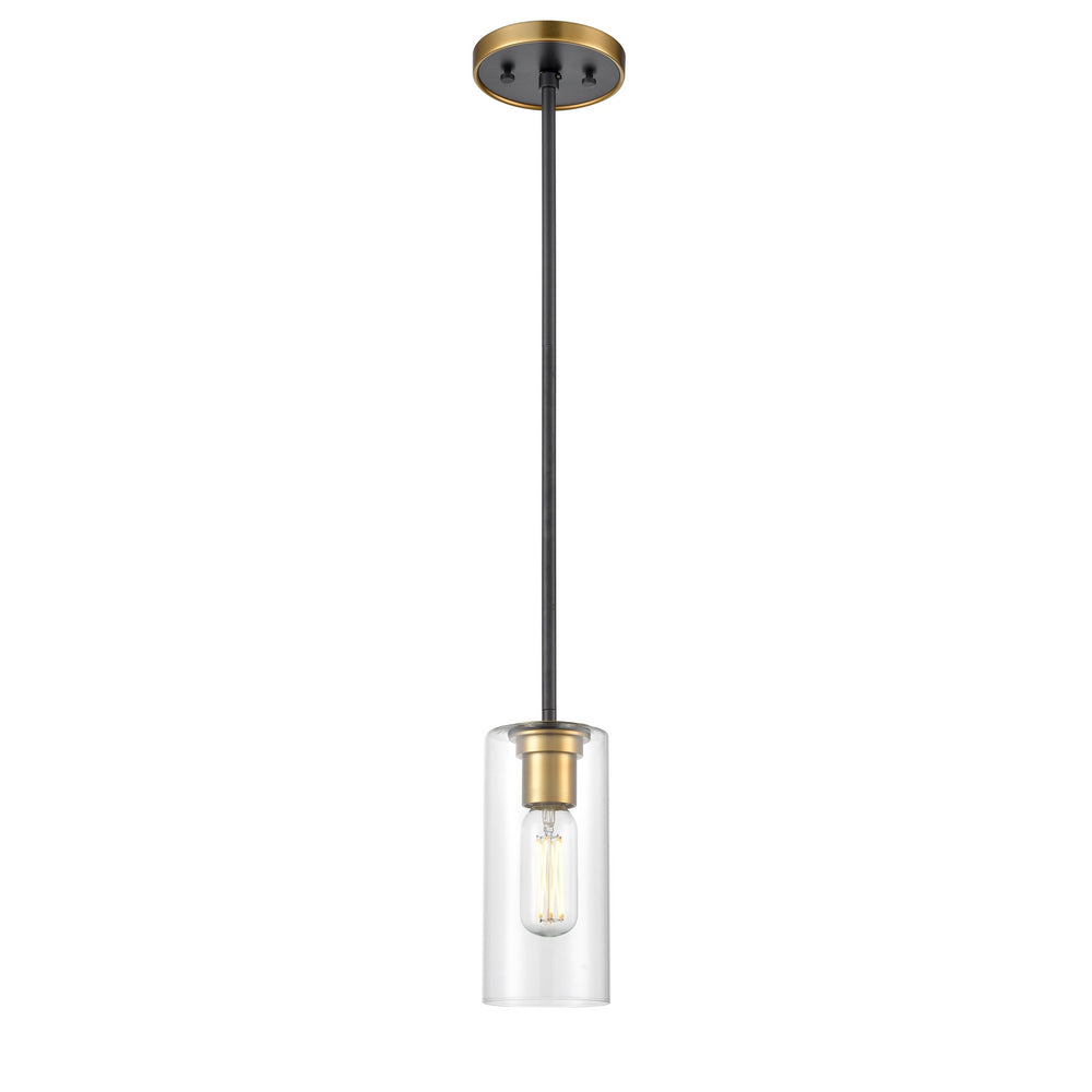 DVI Canada - One Light Mini-Pendant - Barker - Brass And Graphite w/Clear Glass- Union Lighting Luminaires Decor