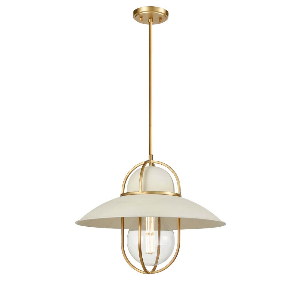 DVI Canada - One Light Pendant - Peggy'S Cove - Matte White And Venetian Brass- Union Lighting Luminaires Decor