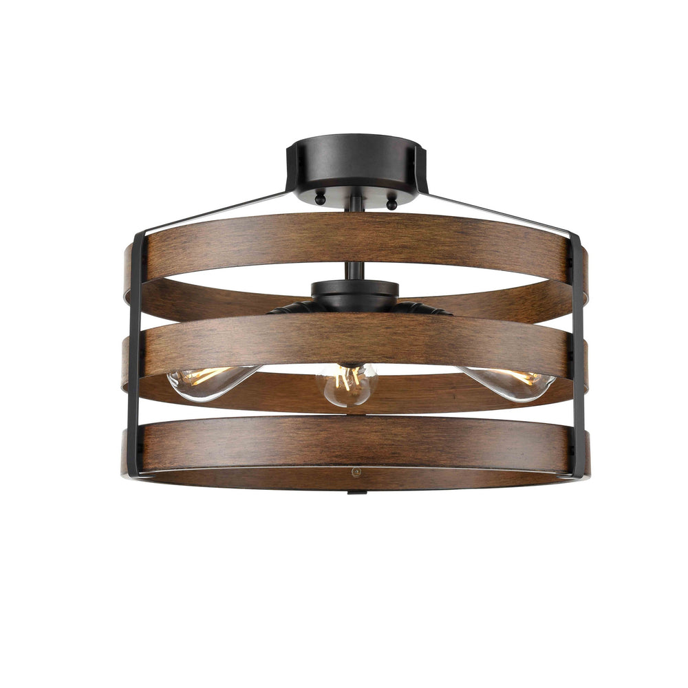 DVI Canada - Three Light Semi-Flush Mount - Fort Garry - Graphite And Ironwood On Metal- Union Lighting Luminaires Decor