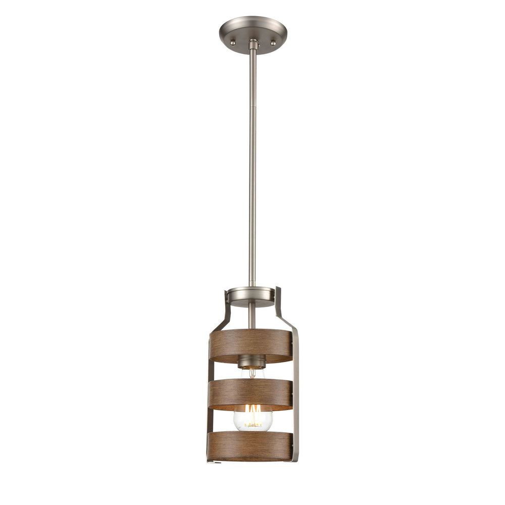 DVI Canada - One Light Mini-Pendant - Fort Garry - Buffed Nickel And Barnwood On Metal- Union Lighting Luminaires Decor