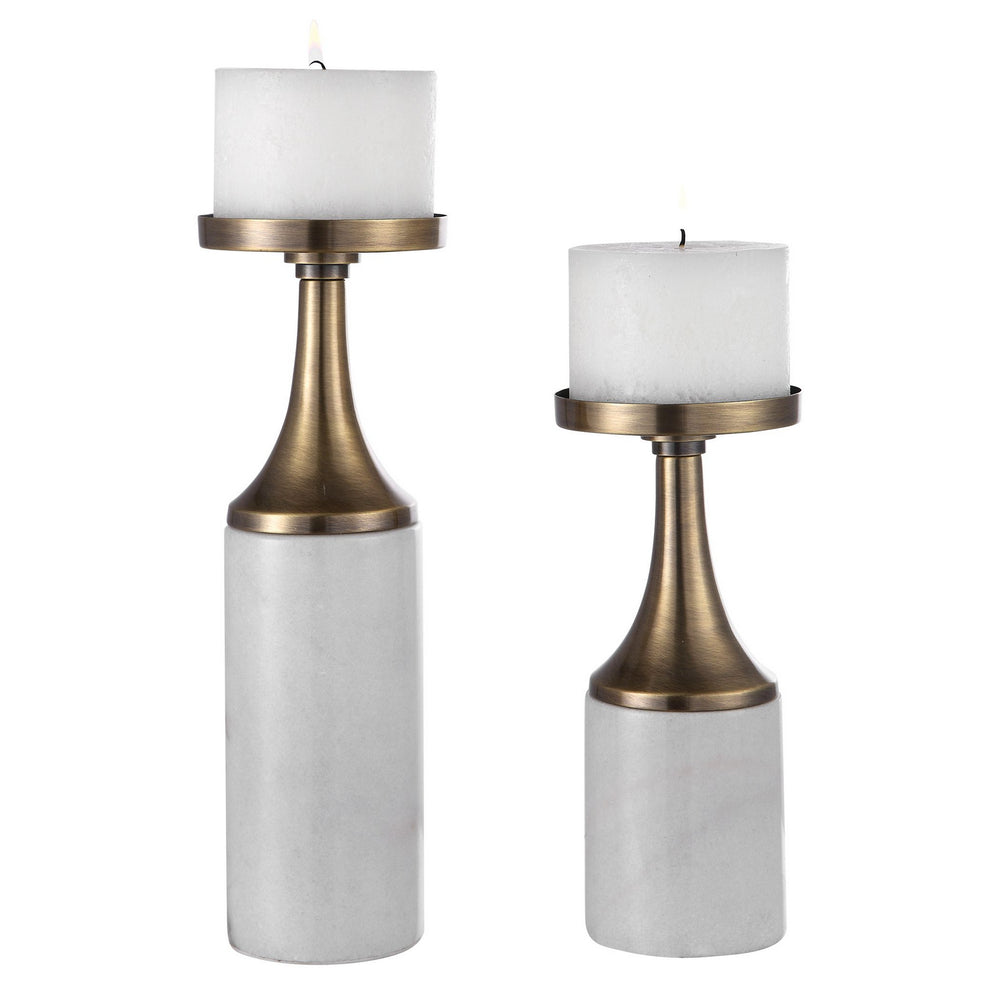 Uttermost - Candleholders, Set/2 - Castiel - Antique Brushed Brass- Union Lighting Luminaires Decor