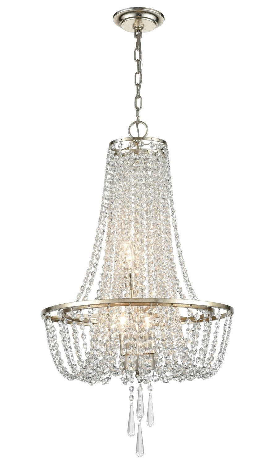 Crystorama - Four Light Chandelier - Arcadia - Antique Silver- Union Lighting Luminaires Decor
