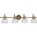 Progress Canada - Four Light Bath Bracket - Archie - Vintage Brass- Union Lighting Luminaires Decor