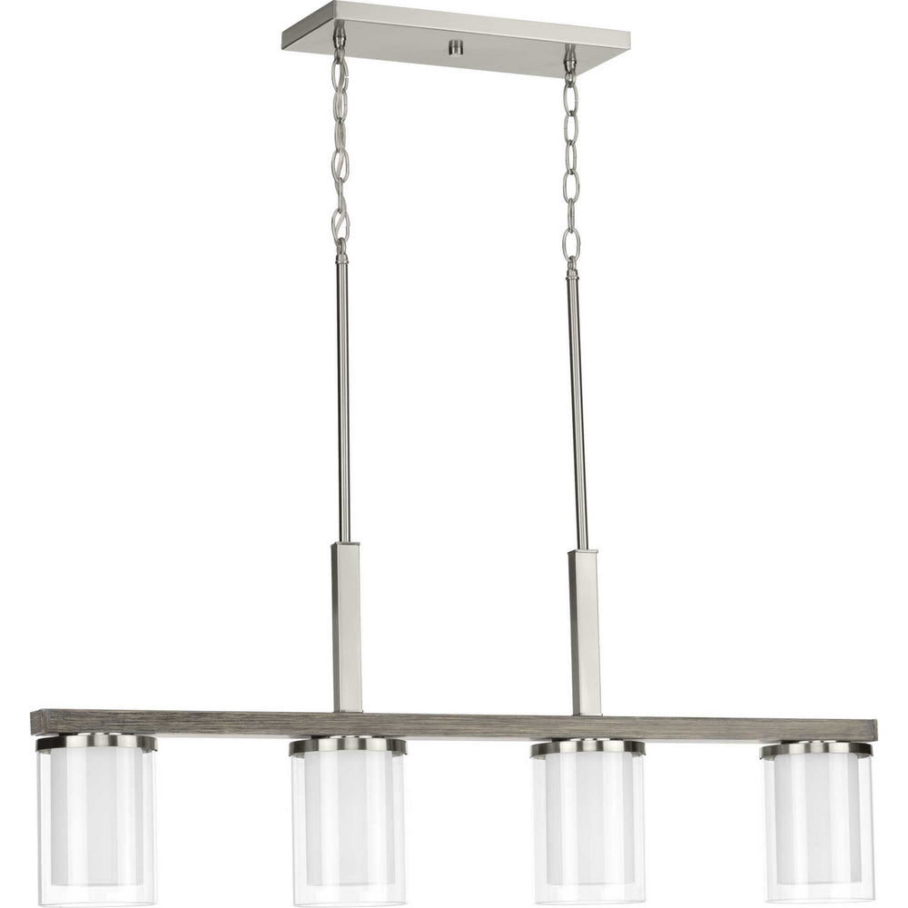 Progress Canada - Four Light Linear Chandelier - Mast - Brushed Nickel- Union Lighting Luminaires Decor