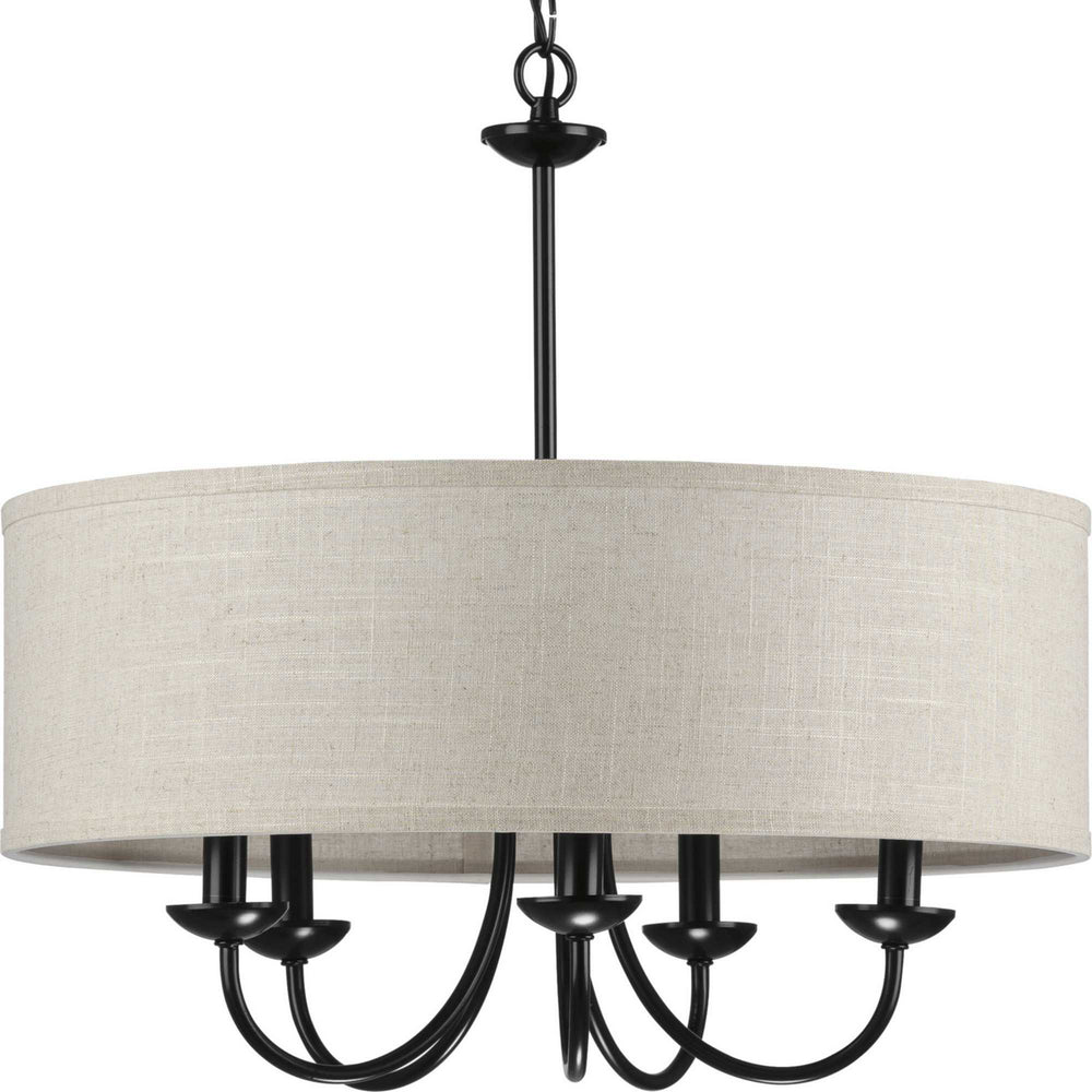 Progress Canada - Five Light Chandelier - Drum Shade - Black- Union Lighting Luminaires Decor