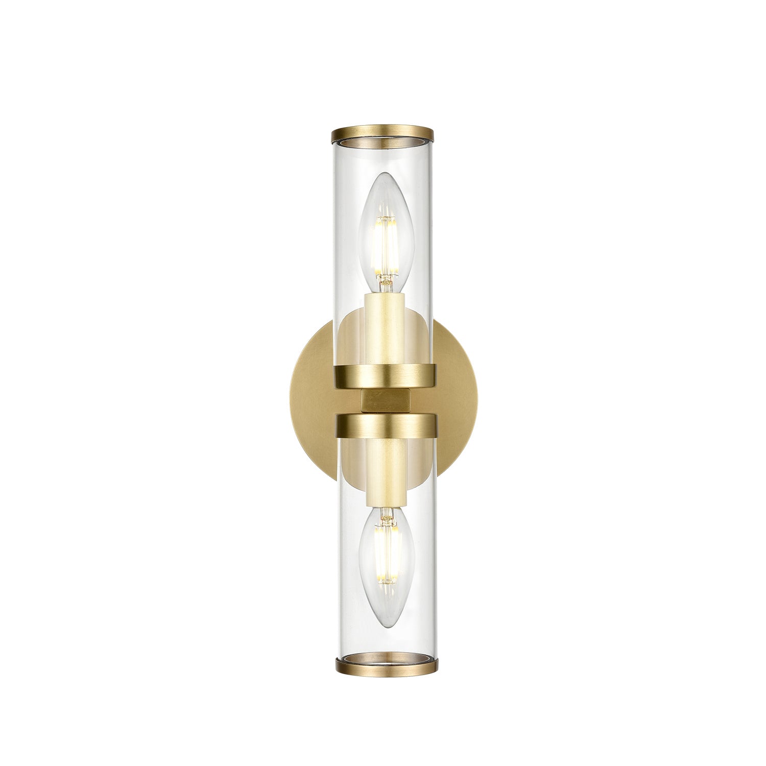 Alora Canada - Two Light Wall Sconce - Revolve - Clear Glass/Natural Brass- Union Lighting Luminaires Decor