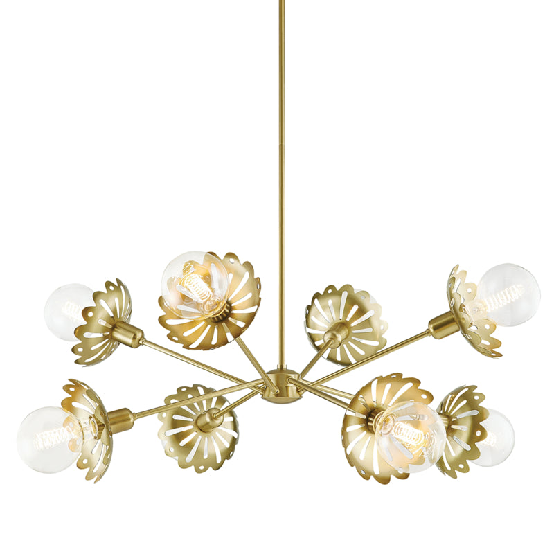 Mitzi - Eight Light Chandelier - Alyssa - Aged Brass- Union Lighting Luminaires Decor
