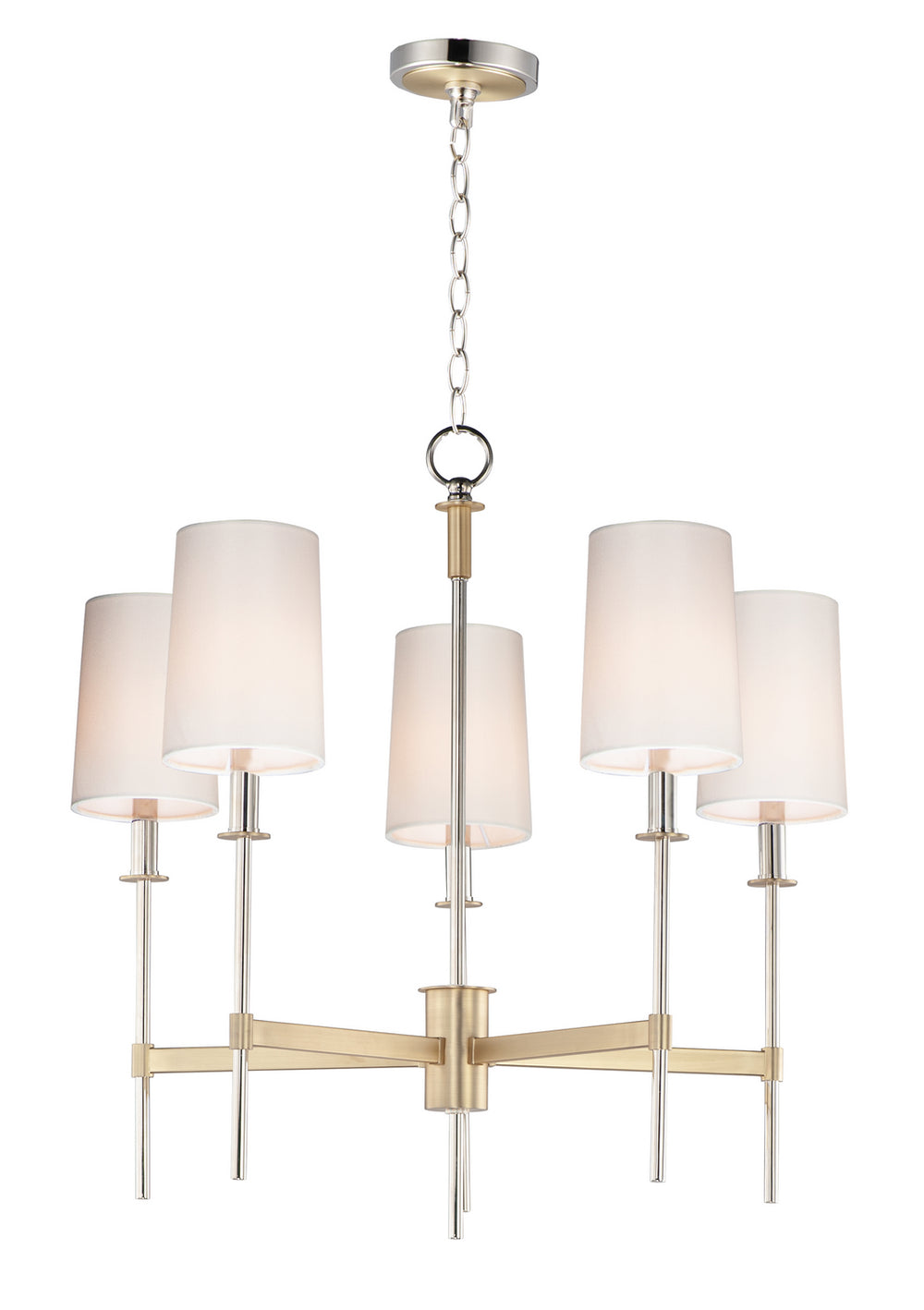 Maxim - Five Light Chandelier - Uptown - Satin Brass / Polished Nickel- Union Lighting Luminaires Decor