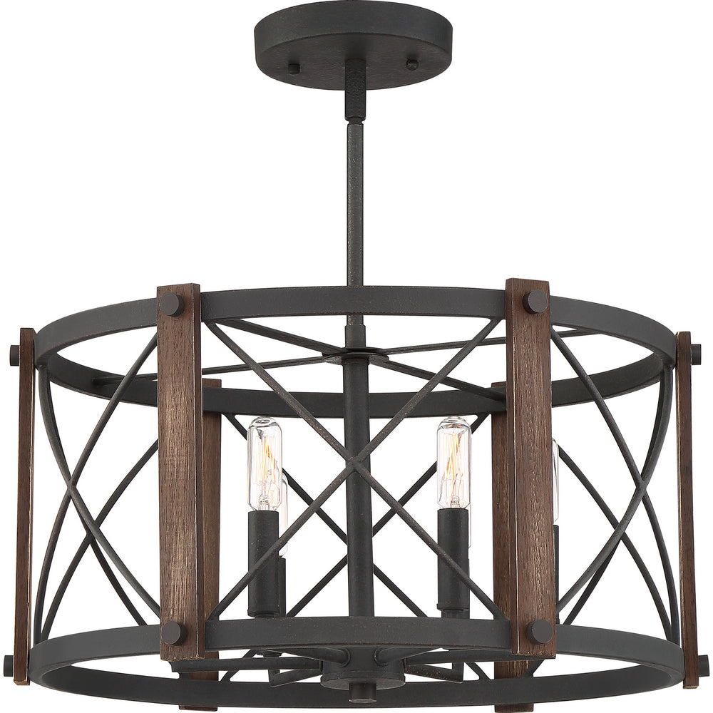 Quoizel - Six Light Semi-Flush Mount - Baron - Marcado Black- Union Lighting Luminaires Decor
