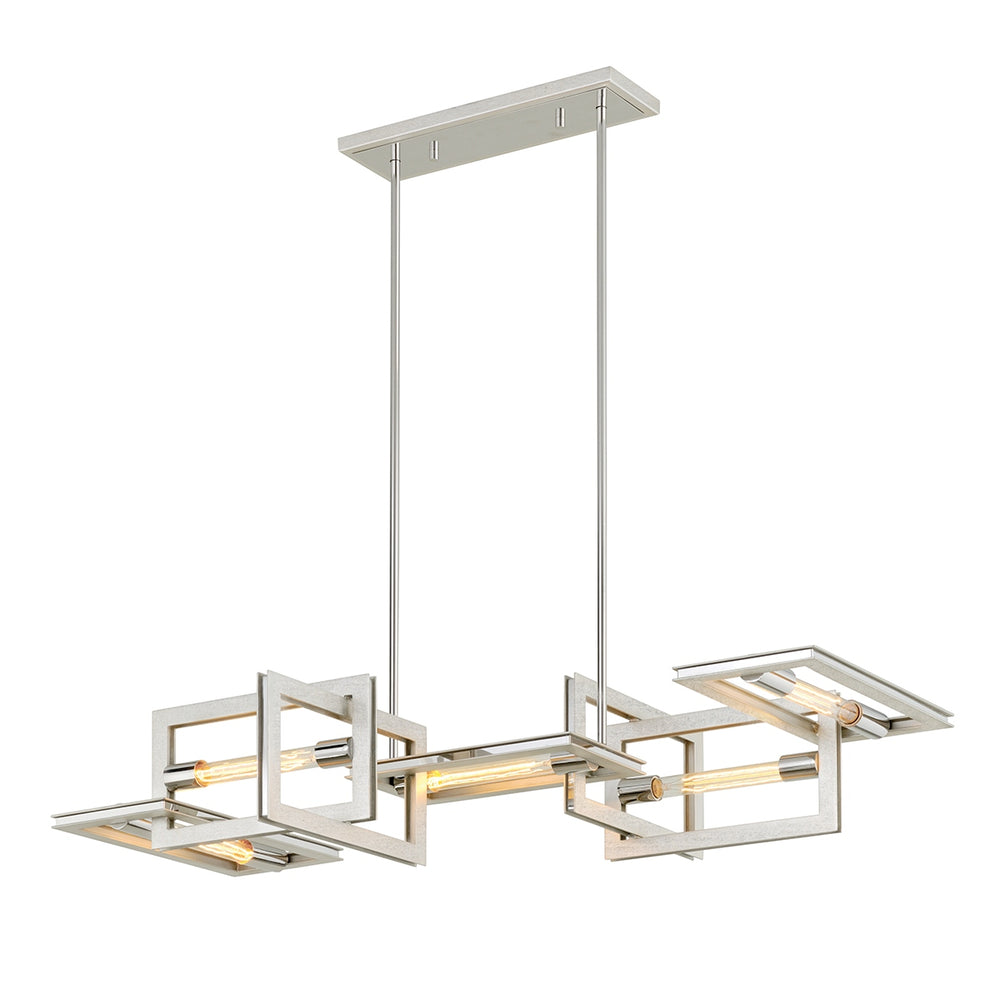Troy Lighting Canada - Five Light Linear Pendant - Enigma - Silver Leaf W Stainless Acc- Union Lighting Luminaires Decor
