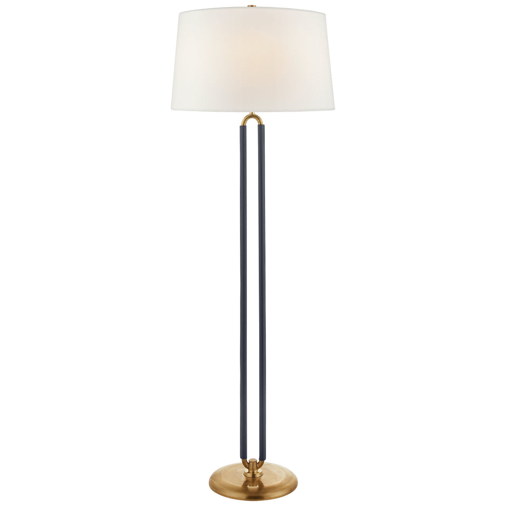Ralph Lauren Canada - Two Light Floor Lamp - Cody - Natural Brass and Navy Leather- Union Lighting Luminaires Decor