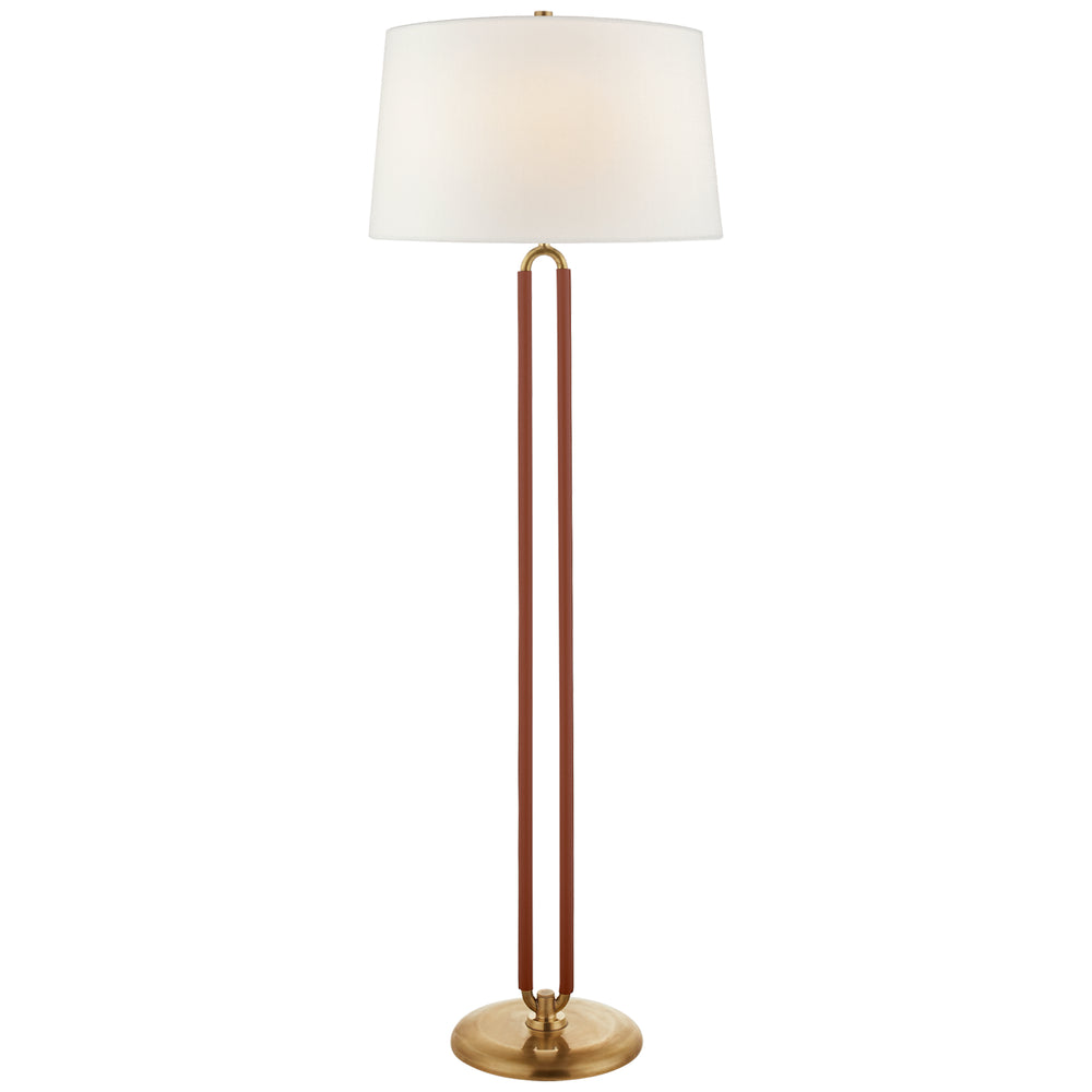 Ralph Lauren Canada - Two Light Floor Lamp - Cody - Natural Brass and Saddle Leather- Union Lighting Luminaires Decor
