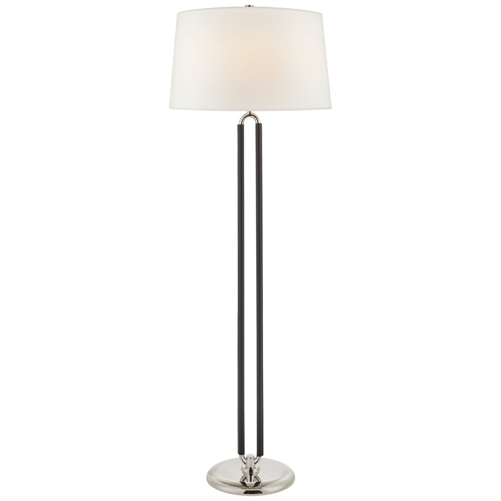 Ralph Lauren Canada - Two Light Floor Lamp - Cody - Polished Nickel and Chocolate Leather- Union Lighting Luminaires Decor