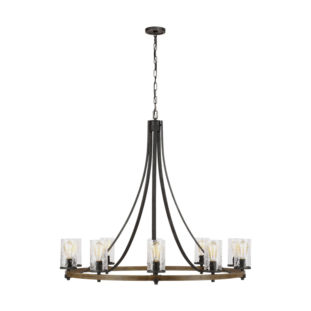 Visual Comfort Studio Canada - Ten Light Chandelier - Angelo - Distressed Weathered Oak / Slate Grey Metal- Union Lighting Luminaires Decor
