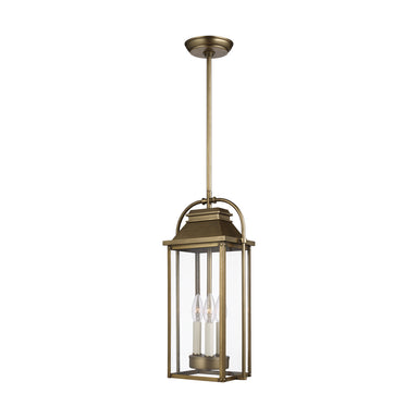 Visual Comfort Studio Canada - Three Light Pendant - Wellsworth - Painted Distressed Brass- Union Lighting Luminaires Decor