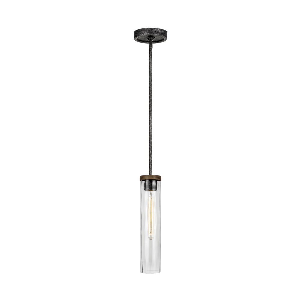 Visual Comfort Studio Canada - One Light Pendant - Angelo - Distressed Weathered Oak / Slate Grey Metal- Union Lighting Luminaires Decor
