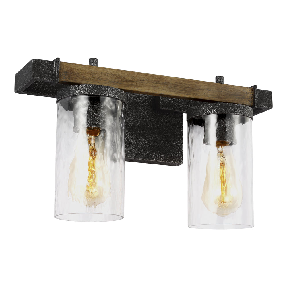 Visual Comfort Studio Canada - Two Light Vanity - Angelo - Distressed Weathered Oak / Slate Grey Metal- Union Lighting Luminaires Decor