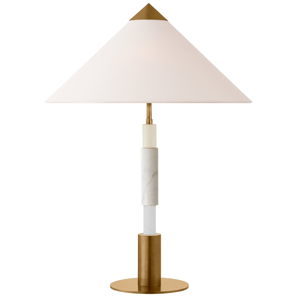 Visual Comfort Signature Canada - LED Table Lamp - Mira - Antique-Burnished Brass And White Marble- Union Lighting Luminaires Decor