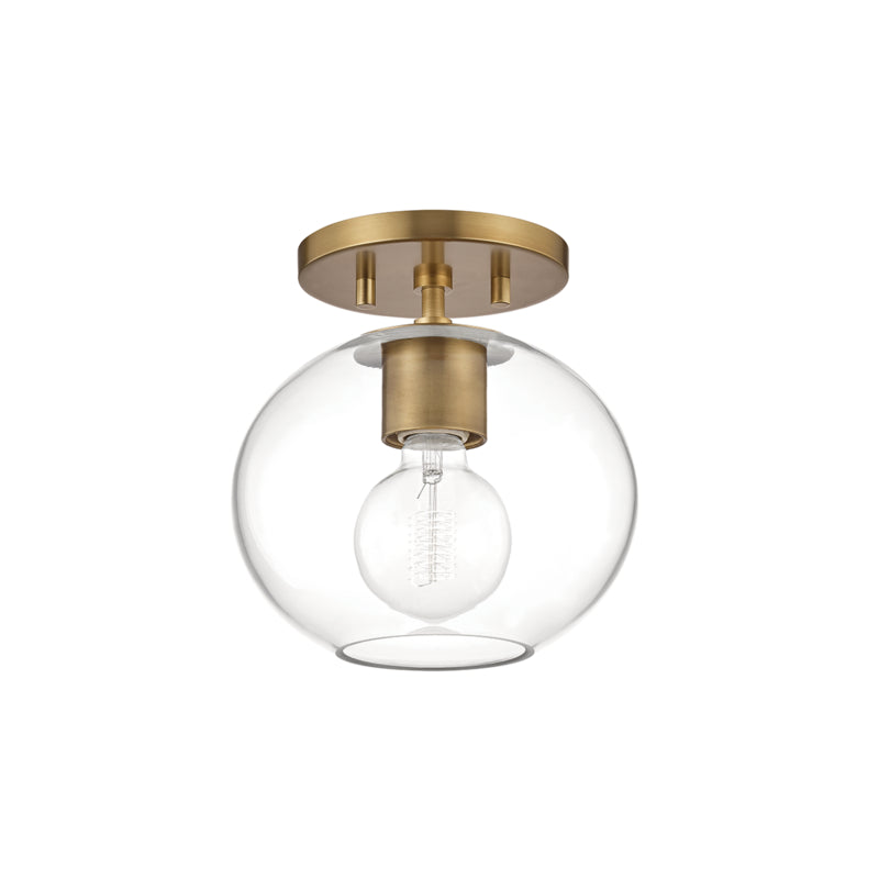 Mitzi - One Light Semi Flush Mount - Margot - Aged Brass- Union Lighting Luminaires Decor