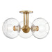 Mitzi - Three Light Semi Flush Mount - Margot - Aged Brass- Union Lighting Luminaires Decor