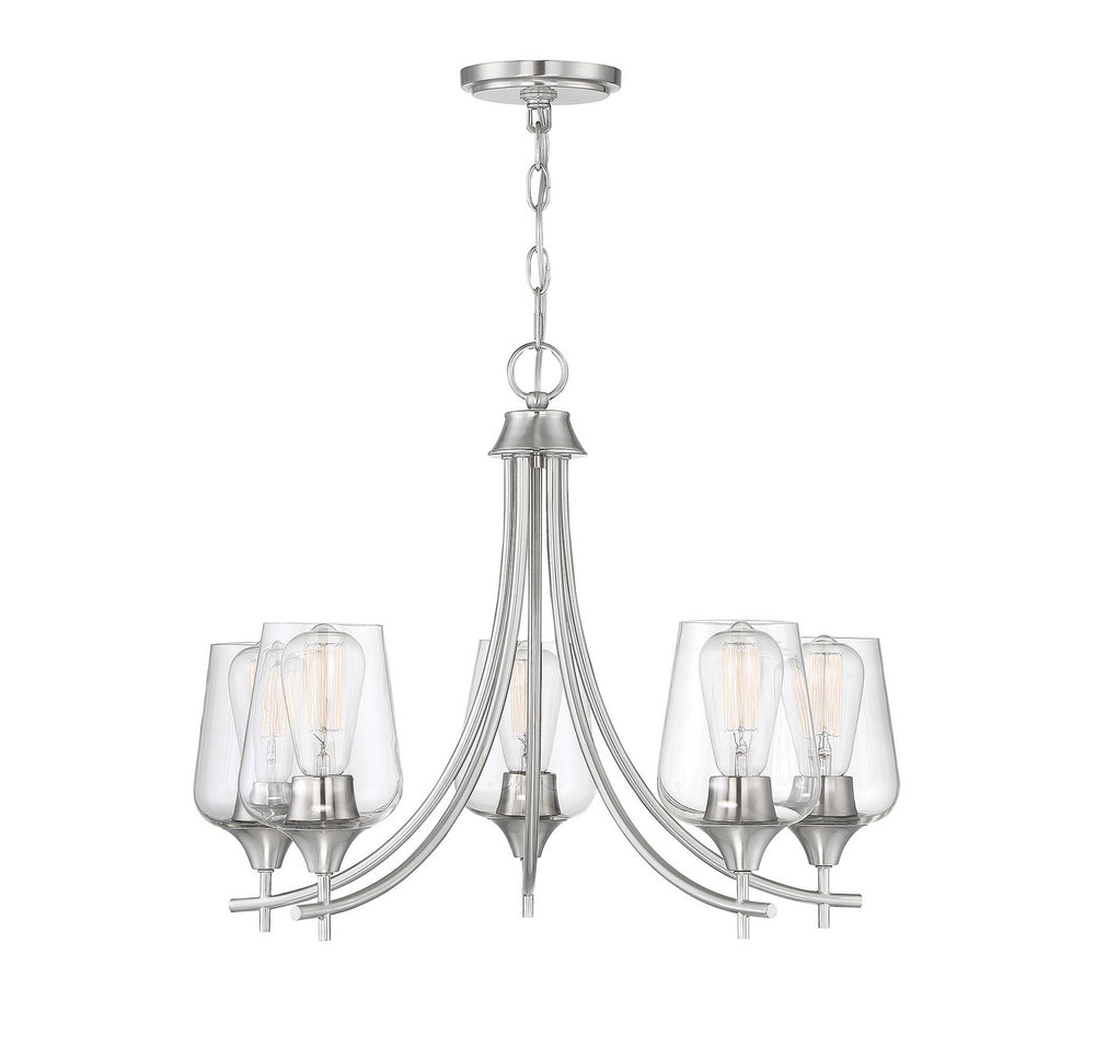 Savoy House - Five Light Chandelier - Octave - Satin Nickel- Union Lighting Luminaires Decor