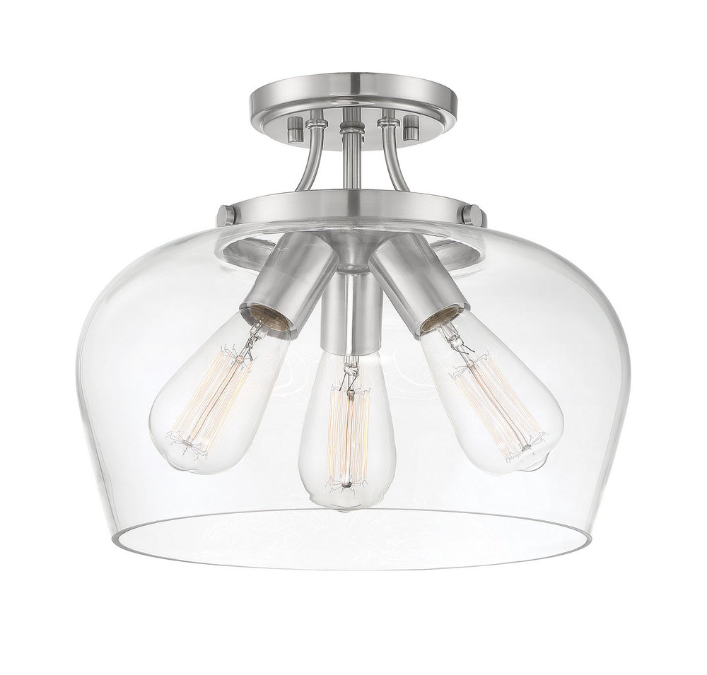 Savoy House - Three Light Semi-Flush Mount - Octave - Satin Nickel- Union Lighting Luminaires Decor