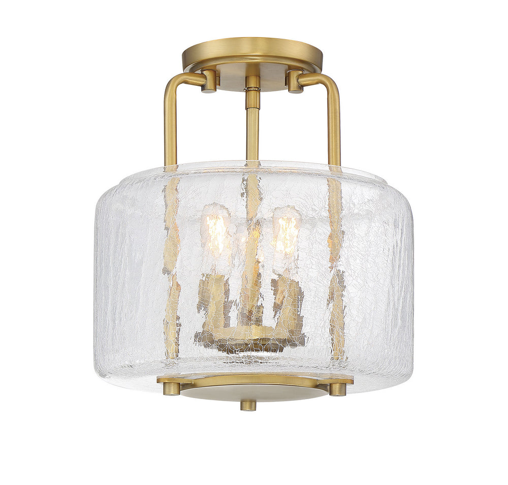 Savoy House - Three Light Semi-Flush Mount - Avalon - Warm Brass- Union Lighting Luminaires Decor