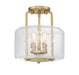 Savoy House - Three Light Semi-Flush Mount - Avalon - Warm Brass- Union Lighting Luminaires Decor