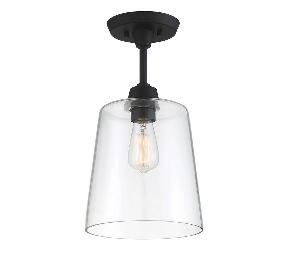 Meridian - One Light Semi-Flush Mount - Msemi - Matte Black- Union Lighting Luminaires Decor