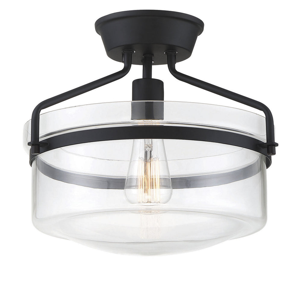Meridian - One Light Semi-Flush Mount - Msemi - Matte Black- Union Lighting Luminaires Decor