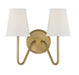 Meridian - Two Light Wall Sconce - Mscon - Natural Brass- Union Lighting Luminaires Decor