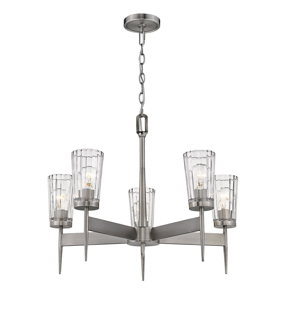 Z-Lite Canada - Five Light Chandelier - Flair - Antique Nickel- Union Lighting Luminaires Decor