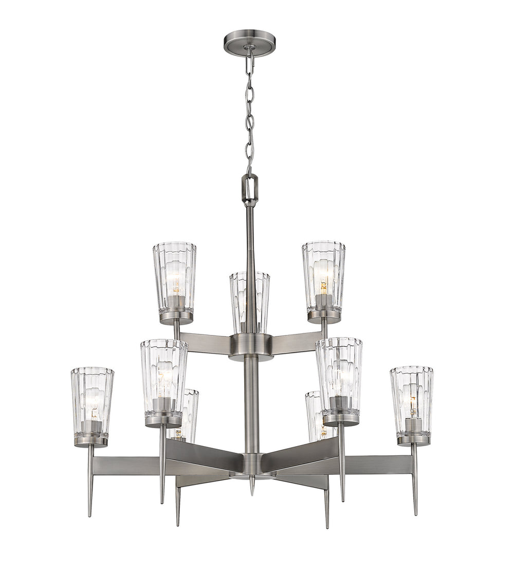 Z-Lite Canada - Nine Light Chandelier - Flair - Antique Nickel- Union Lighting Luminaires Decor