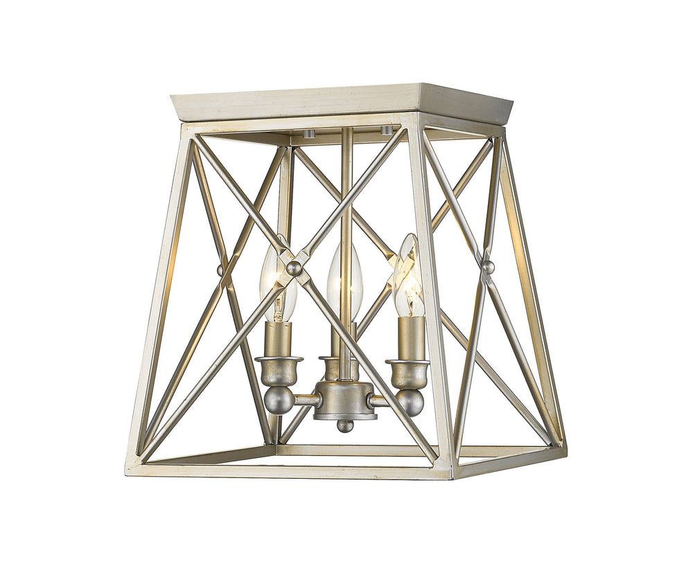 Z-Lite Canada - Three Light Flush Mount - Trestle - Antique Silver- Union Lighting Luminaires Decor