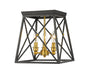 Z-Lite Canada - Three Light Flush Mount - Trestle - Matte Black + Olde Brass- Union Lighting Luminaires Decor
