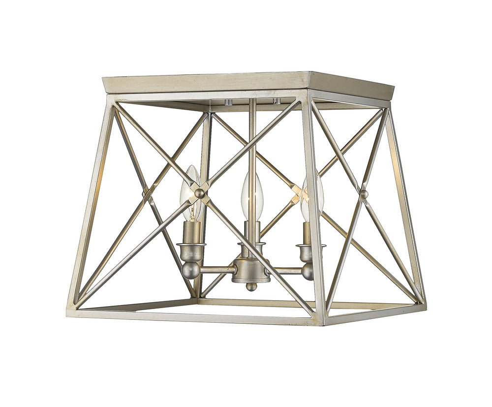 Z-Lite Canada - Three Light Flush Mount - Trestle - Antique Silver- Union Lighting Luminaires Decor