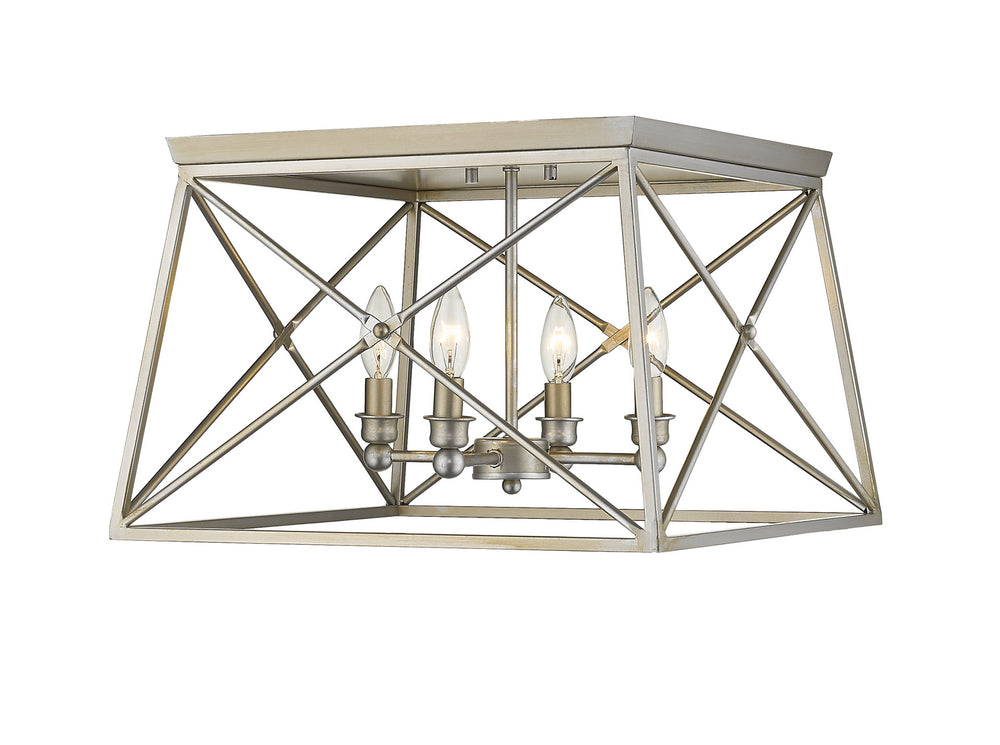 Z-Lite Canada - Four Light Flush Mount - Trestle - Antique Silver- Union Lighting Luminaires Decor