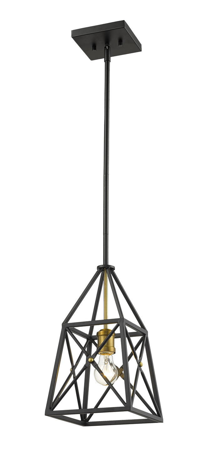 Z-Lite Canada - One Light Pendant - Trestle - Matte Black + Olde Brass- Union Lighting Luminaires Decor