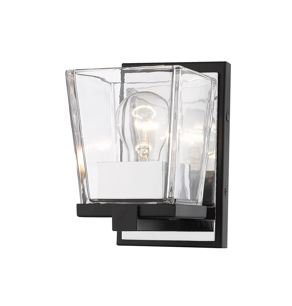 Z-Lite Canada - One Light Wall Sconce - Bleeker Street - Matte Black + Chrome- Union Lighting Luminaires Decor