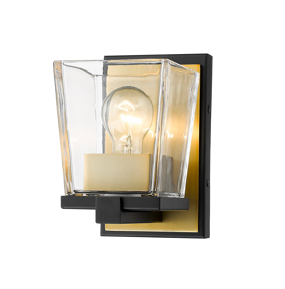 Z-Lite Canada - One Light Wall Sconce - Bleeker Street - Matte Black + Olde Brass- Union Lighting Luminaires Decor