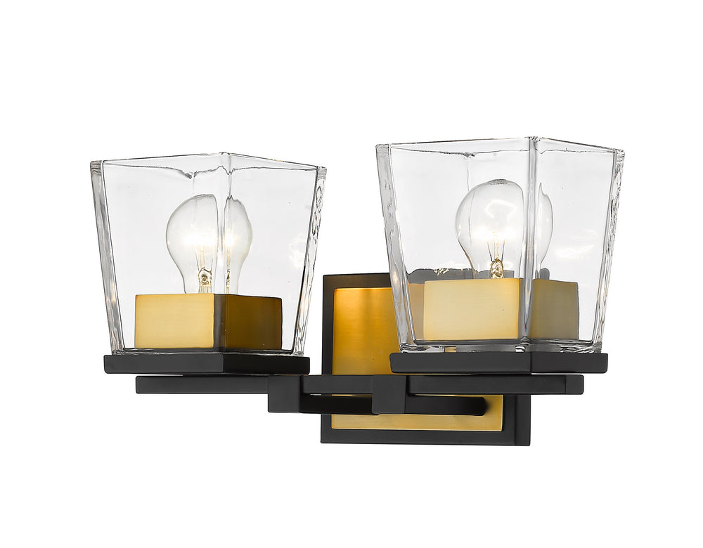 Z-Lite Canada - Two Light Vanity - Bleeker Street - Matte Black + Olde Brass- Union Lighting Luminaires Decor