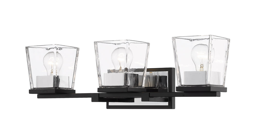 Z-Lite Canada - Three Light Vanity - Bleeker Street - Matte Black + Chrome- Union Lighting Luminaires Decor